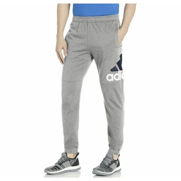 Adidas Track Jogger Pants Men's 3XLT Gray Essential Performance Tapered Logo NWT - Picture 2 of 7